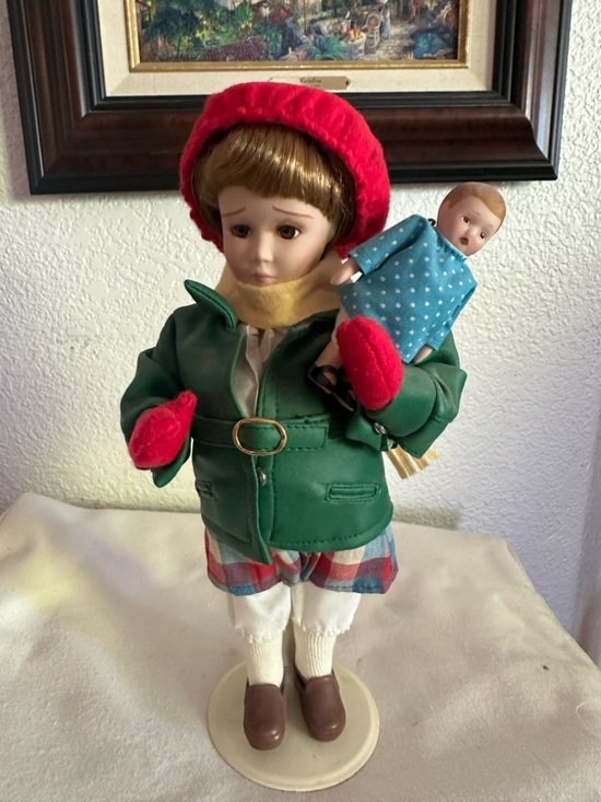 . Other - WInter -  Doll with Green Jacket, Red Hat & Mittens - Kids Toy